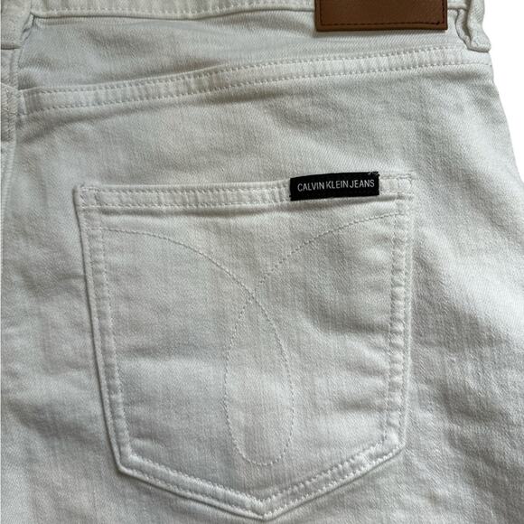 Calvin Klein Shorts Womens 32 White High Rise Button Fly Denim Cut Off Stretch - Picture 7 of 7